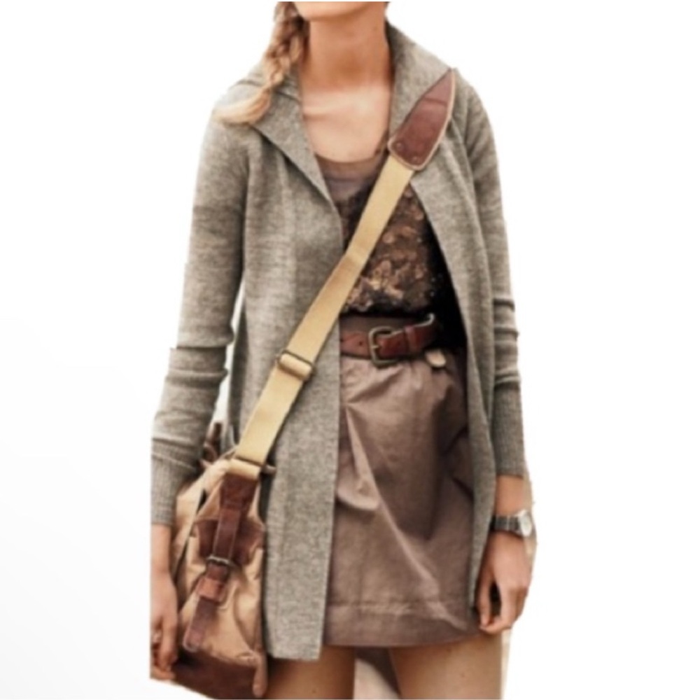 J. Crew Alpaca Wool Blend Gray Brown Longline Long Sleeve Cardigan Size Medium